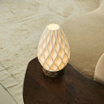Vela Marble Cordless Table Lamp in 3D-Printed Porcelain – Rechargeable, Dimmable & Up to 100 Hours of Light