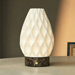 Vela Marble Cordless Table Lamp in 3D-Printed Porcelain – Rechargeable, Dimmable & Up to 100 Hours of Light