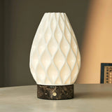 Vela Marble Cordless Table Lamp in 3D-Printed Porcelain – Rechargeable, Dimmable & Up to 100 Hours of Light