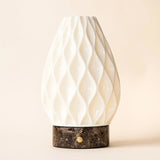 Vela Marble Cordless Table Lamp in 3D-Printed Porcelain – Rechargeable, Dimmable & Up to 100 Hours of Light