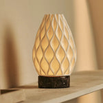 Vela Marble Cordless Table Lamp in 3D-Printed Porcelain – Rechargeable, Dimmable & Up to 100 Hours of Light