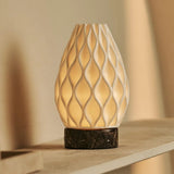Vela Marble Cordless Table Lamp in 3D-Printed Porcelain – Rechargeable, Dimmable & Up to 100 Hours of Light
