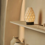 Vela Marble Cordless Table Lamp in 3D-Printed Porcelain – Rechargeable, Dimmable & Up to 100 Hours of Light