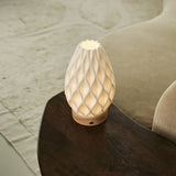 Vela Light Brown Cordless Table Lamp in 3D-Printed Porcelain – Rechargeable, Dimmable & Up to 100 Hours of Light