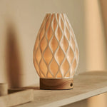 Vela Light Brown Cordless Table Lamp in 3D-Printed Porcelain – Rechargeable, Dimmable & Up to 100 Hours of Light
