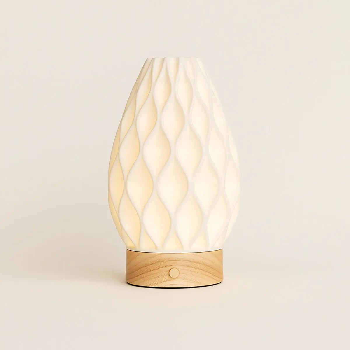 Vela Light Brown Cordless Table Lamp in 3D-Printed Porcelain – Rechargeable, Dimmable & Up to 100 Hours of Light