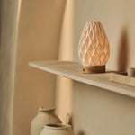 Vela Light Brown Cordless Table Lamp in 3D-Printed Porcelain – Rechargeable, Dimmable & Up to 100 Hours of Light