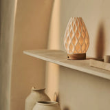 Vela Light Brown Cordless Table Lamp in 3D-Printed Porcelain – Rechargeable, Dimmable & Up to 100 Hours of Light