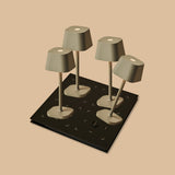 Professional Kombi-Set | 4 × Ava Schattengrau Tischlampen & Magnetisch Ladestation