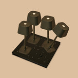 Professional Kombi-Set | 4 × Ava Olivgrün Tischlampen & Magnetisch Ladestation
