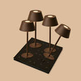 Professional Kombi-Set | 4 × Milou Mokkabraun Tischlampen & Magnetisch Ladestation