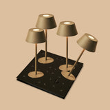 Professional Kombi-Set | 4 × Milou Koalabraun Tischlampen & Magnetisch Ladestation