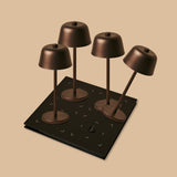 Professional Kombi-Set | 4 x Anton Espressobraun Tischlampen & Magnetisch Ladestation