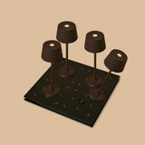 Combi Set Professional | 4 x Brouwer Mocha Brown Rechargeable Table Lamps & Magnetic Charging Station