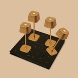 Combi Set Professional | 4 x Prinsen Mini Gold Rechargeable Table Lamps & Magnetic Charging Station