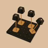 Combi Set Professional | 4 x Prinsen Mini Black & Gold Rechargeable Table Lamps & Charging Station