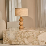 Oliver Wooden Lamp with Beige Shade | Elegant Geometric Design for Your Home Tavellio