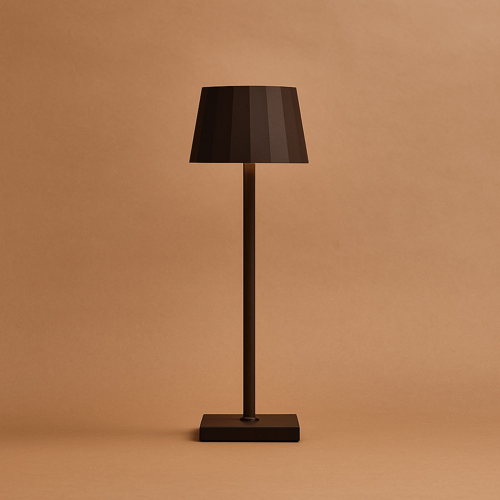 Wouter Mocha Brown Rechargeable Table Lamp – Wireless Charging, Dimmable, 120-Hour Battery Life