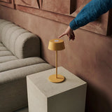 Hugo Amber Yellow Rechargeable Iron Table Lamp - Dimmable, Stylish & Cordless Tavellio