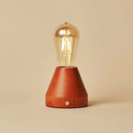 Zavi Chestnut Brown Rechargeable LED Table Lamp – Cordless, Dimmable, 100-Hour Battery