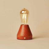 Zavi Chestnut Brown Rechargeable LED Table Lamp – Cordless, Dimmable, 100-Hour Battery