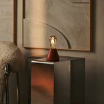 Zavi Chestnut Brown Rechargeable LED Table Lamp – Cordless, Dimmable, 100-Hour Battery