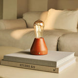 Zavi Chestnut Brown Rechargeable LED Table Lamp – Cordless, Dimmable, 100-Hour Battery