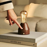 Zavi Walnut Rechargeable LED Table Lamp – Cordless, Dimmable, 100-Hour Battery