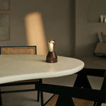 Zavi Walnut Rechargeable LED Table Lamp – Cordless, Dimmable, 100-Hour Battery