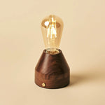 Zavi Walnut Rechargeable LED Table Lamp – Cordless, Dimmable, 100-Hour Battery