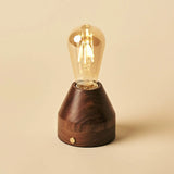 Zavi Walnut Rechargeable LED Table Lamp – Cordless, Dimmable, 100-Hour Battery