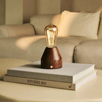Zavi Walnut Rechargeable LED Table Lamp – Cordless, Dimmable, 100-Hour Battery