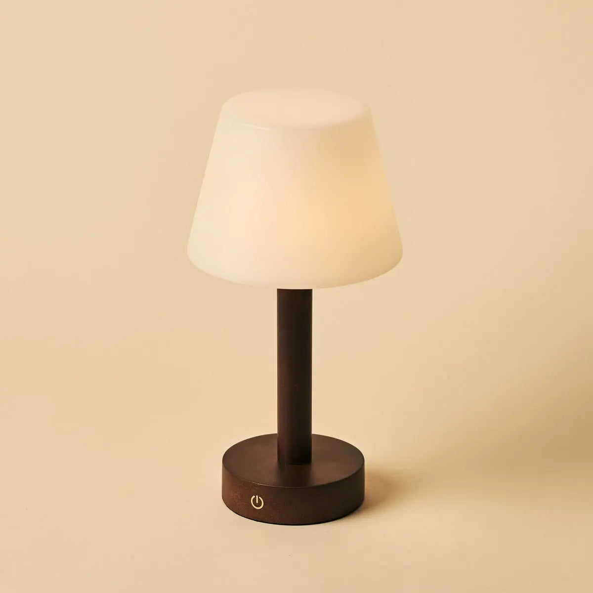 Zoë Dark Brown Wooden Rechargeable Table Lamp | Dimmable, USB-C, 80-Hour Battery