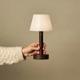 Zoë Dark Brown Wooden Rechargeable Table Lamp | Dimmable, USB-C, 80-Hour Battery