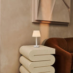 Zoë White Wooden Rechargeable Table Lamp | Cordless, Dimmable, USB-C, 80-Hour Battery - Tavellio