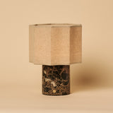 Bonnard Brown – Emperador Dark Marble Rechargeable Table Lamp | Cordless, Up to 100 Hours & Linen Blend
