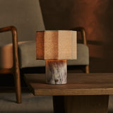 Bonnard White – Lilac Marble Rechargeable Table Lamp | Cordless, Up to 100 Hours & Linen Blend