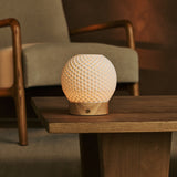 Vela Hellbraun Holz Marmor Kabellose Tischlampe 