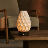 Vela Dark Brown – Emperador Dark Marble Cordless Table Lamp | 3D-Printed Porcelain, Dimmable & Up to 100 Hours of Battery Life