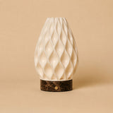 Vela Dark Brown – Emperador Dark Marble Cordless Table Lamp | 3D-Printed Porcelain, Dimmable & Up to 100 Hours of Battery Life
