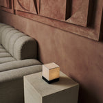 Zano Light Brown Wireless Lamp with Wood and Linen - Mood Lighting, LED Table Lamp with Battery