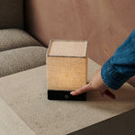 Zano Light Brown Wireless Lamp with Wood and Linen - Mood Lighting, LED Table Lamp with Battery
