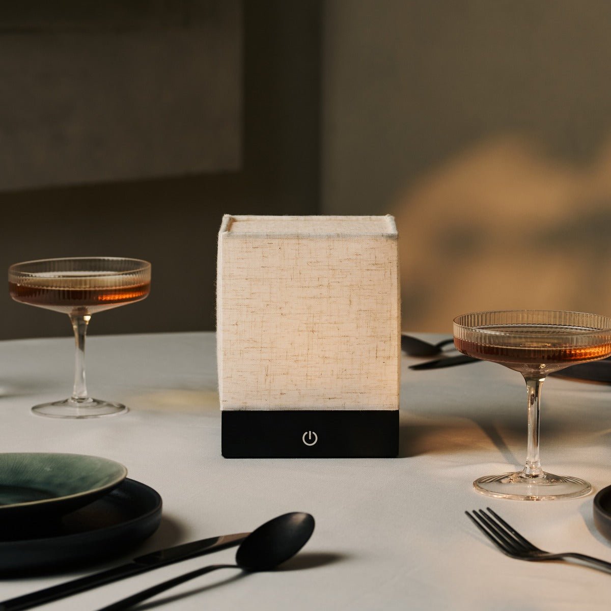 Zano Light Brown Wireless Lamp with Wood and Linen - Mood Lighting, LED Table Lamp with Battery