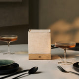 Zano Light Brown Wireless Lamp with Wood and Linen - Mood Lighting, LED Table Lamp with Battery