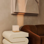 Zano Light Brown Wireless Lamp with Wood and Linen - Mood Lighting, LED Table Lamp with Battery