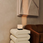 Zano Light Brown Wireless Lamp with Wood and Linen - Mood Lighting, LED Table Lamp with Battery