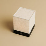 Zano Light Brown Wireless Lamp with Wood and Linen - Mood Lighting, LED Table Lamp with Battery
