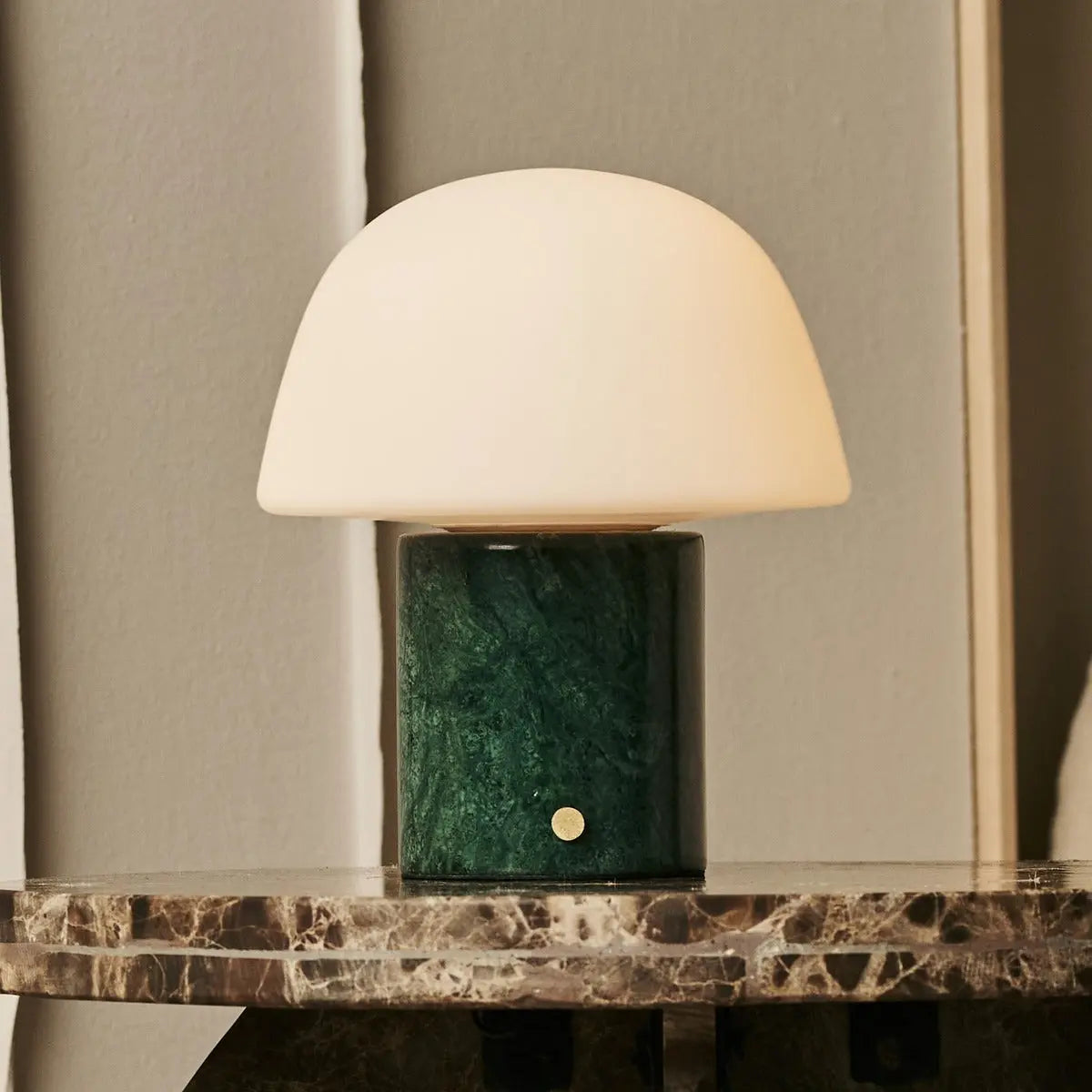 Maes Green / Verde Alpi – Elegant Marble Rechargeable Table Lamp, Up to 100 Hours of Illumination, Stylish and Functional