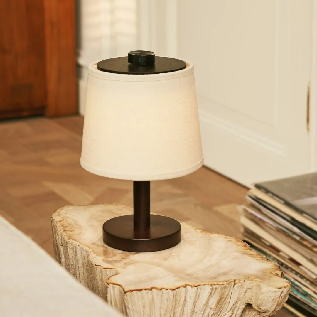 Rover Dark Brown Wooden Lamp – Rechargeable, Cordless & Dimmable Shade