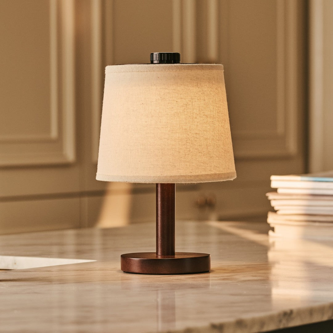 Rover Dark Brown Wooden Lamp – Rechargeable, Cordless & Dimmable Shade